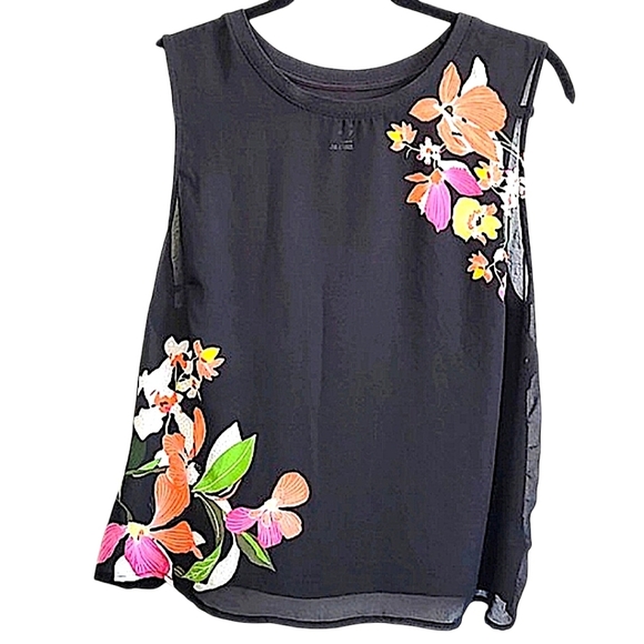 a new day Tops - Sleeveless Black Floral Sequin Print Women’s Top
